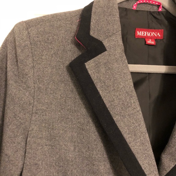 Merona Gray with Black Trim Blazer - Picture 2 of 7